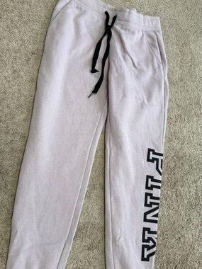 PINK Women's Lilac Jogger Pants Solid Drawstring Elastic
Waist Pockets Logo SP